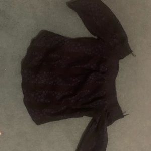 Off the shoulder blue & black lace 3/4 sleeve top